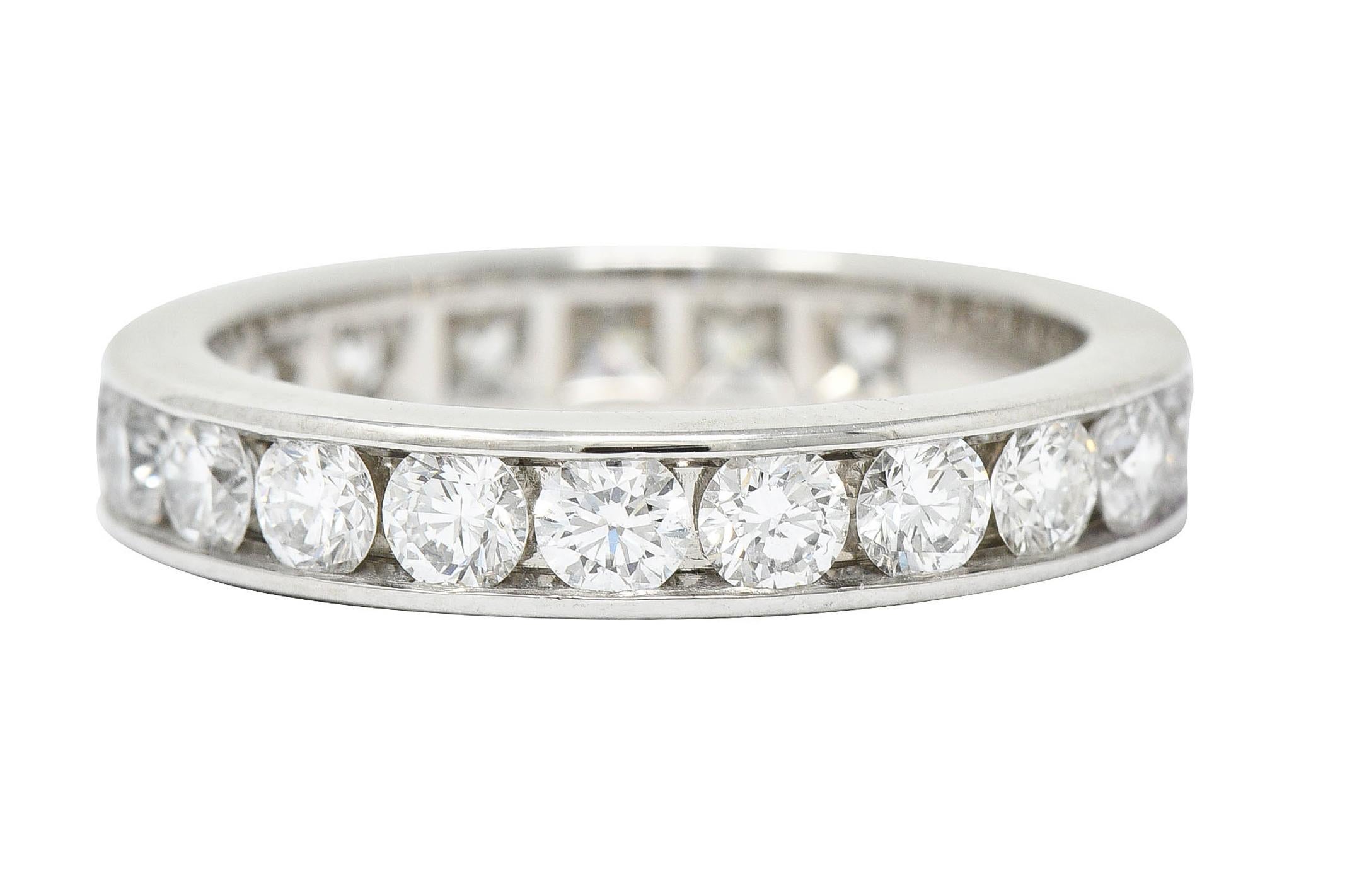 Tiffany & Co. 2.10 Carats Diamond Platinum Channel Eternity Band Ring In Excellent Condition In Philadelphia, PA