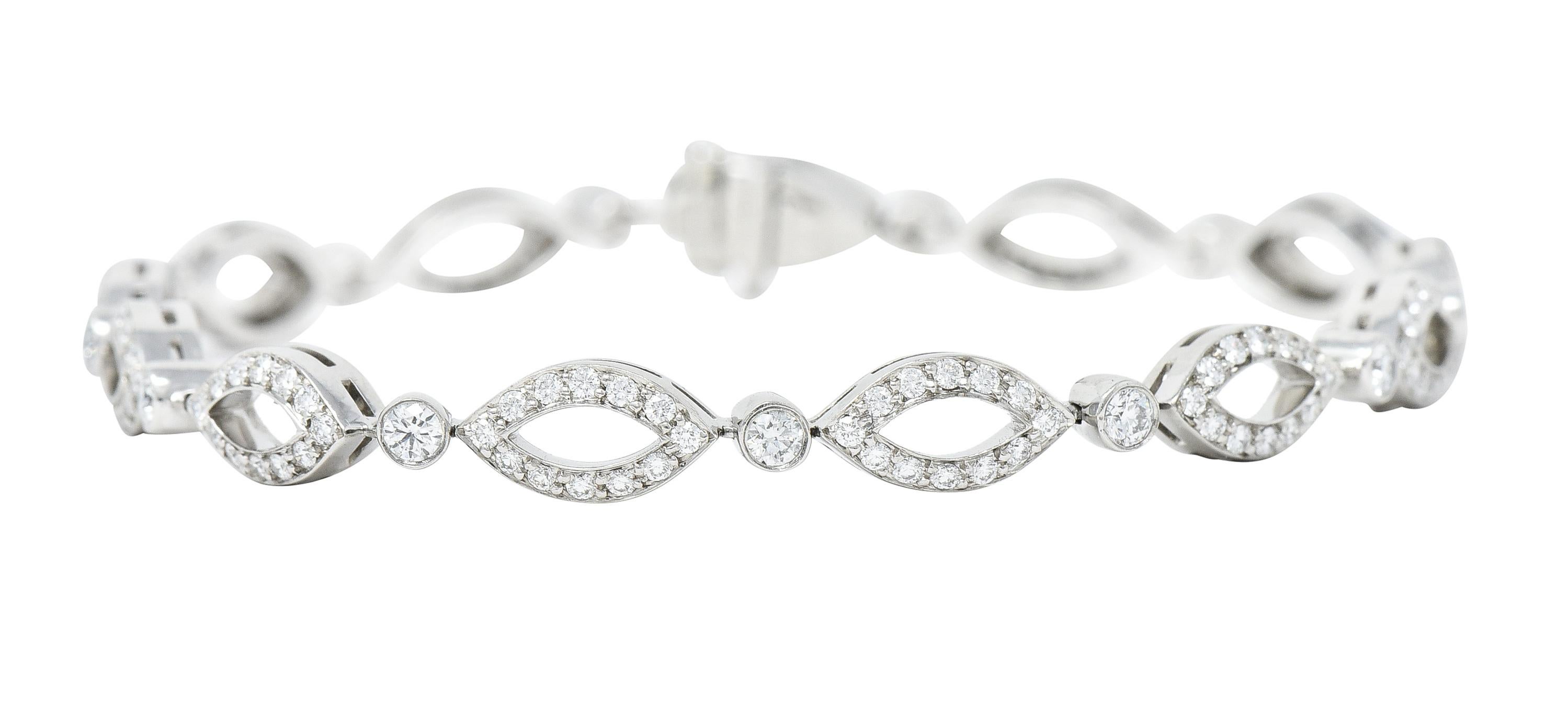 Brilliant Cut Tiffany & Co. 2.12 Carats Diamond Platinum Navette Jazz Contemporary Bracelet
