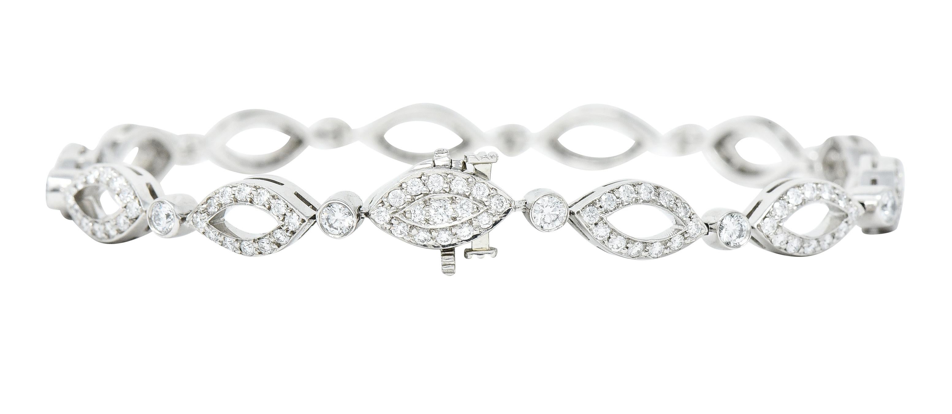 Women's or Men's Tiffany & Co. 2.12 Carats Diamond Platinum Navette Jazz Contemporary Bracelet