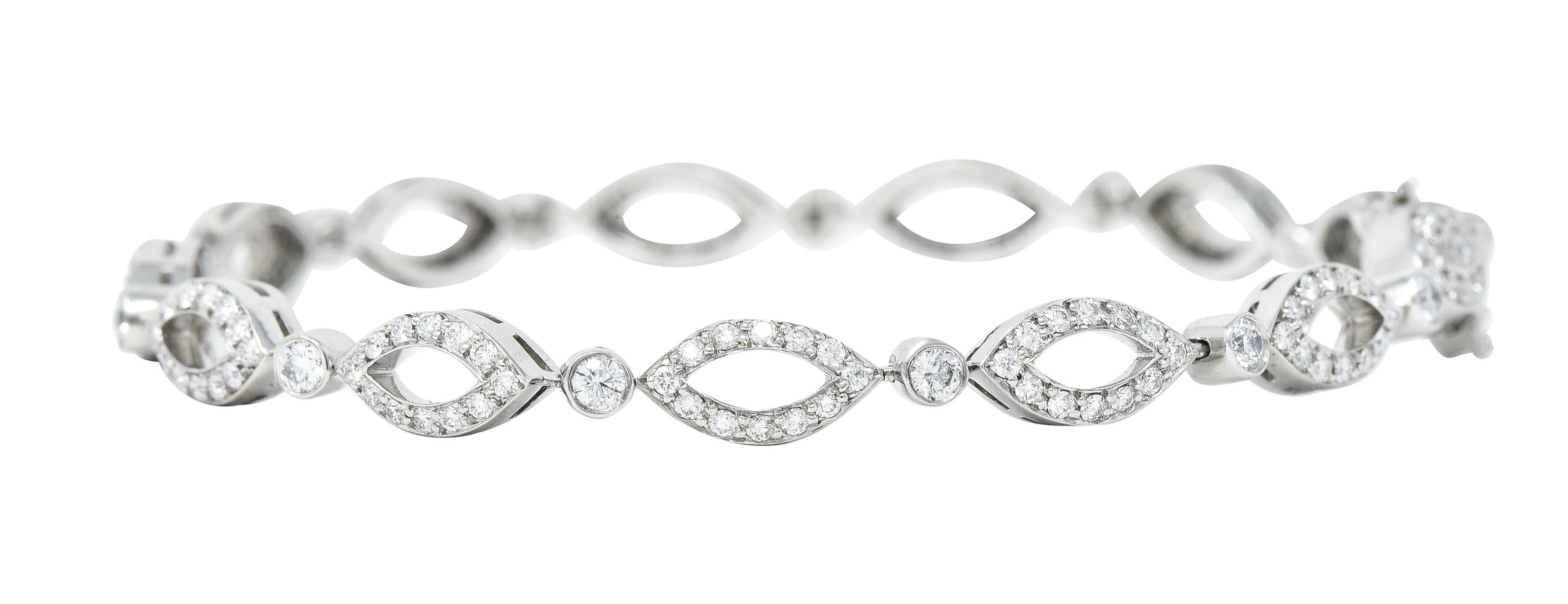 Tiffany & Co. 2.12 Carats Diamond Platinum Navette Jazz Contemporary Bracelet 1