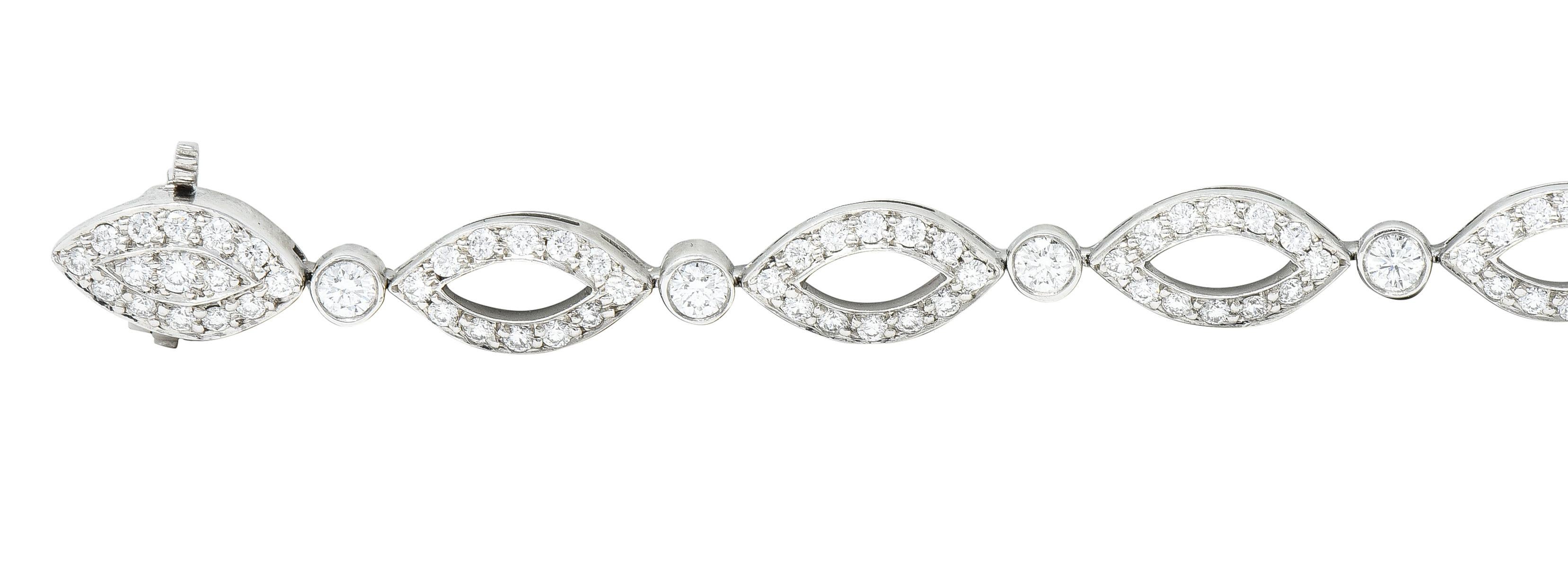 Tiffany & Co. 2.12 Carats Diamond Platinum Navette Jazz Contemporary Bracelet 3