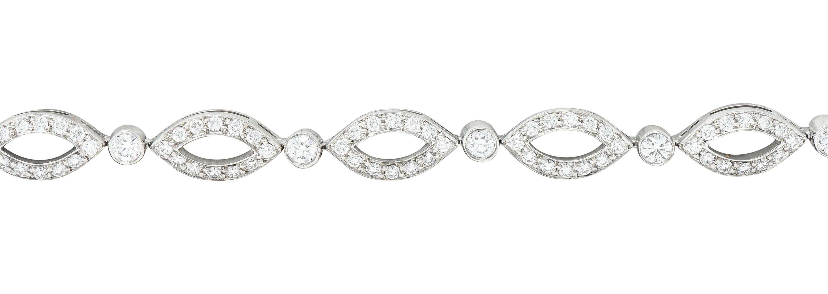 Tiffany & Co. 2.12 Carats Diamond Platinum Navette Jazz Contemporary Bracelet 4
