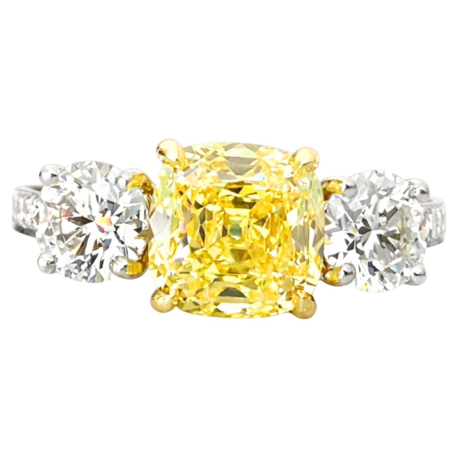 Tiffany & Co. 2.14 Carat Fancy Vivid Yellow Antique Brilliant Diamond Ring