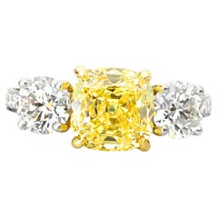 Tiffany & Co. 2.14 Carat Fancy Vivid Yellow Antique Brilliant Diamond Ring