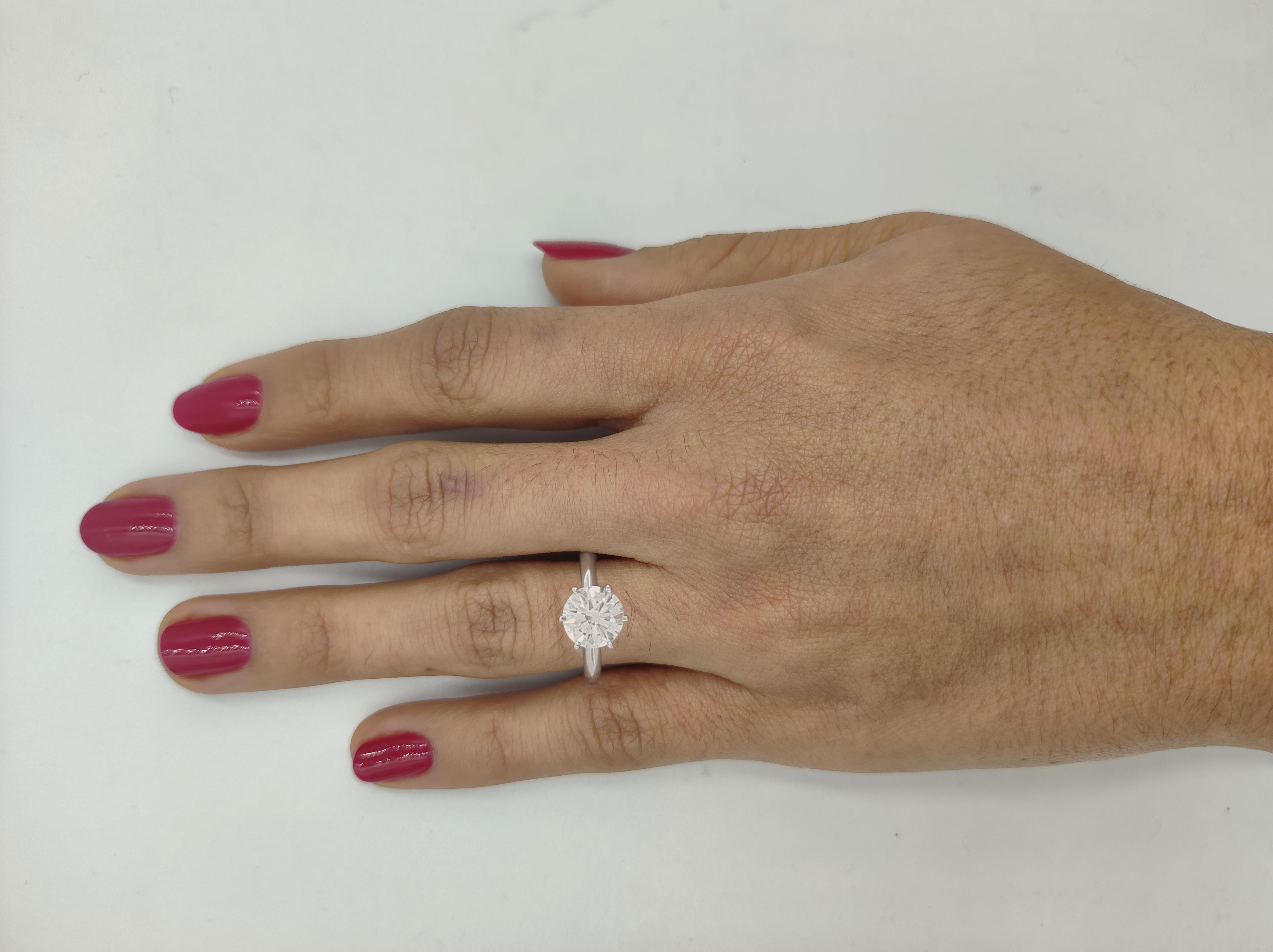 Round Cut Tiffany & Co. 2.15 Carat Round Brilliant Cut Diamond Solitaire Ring For Sale
