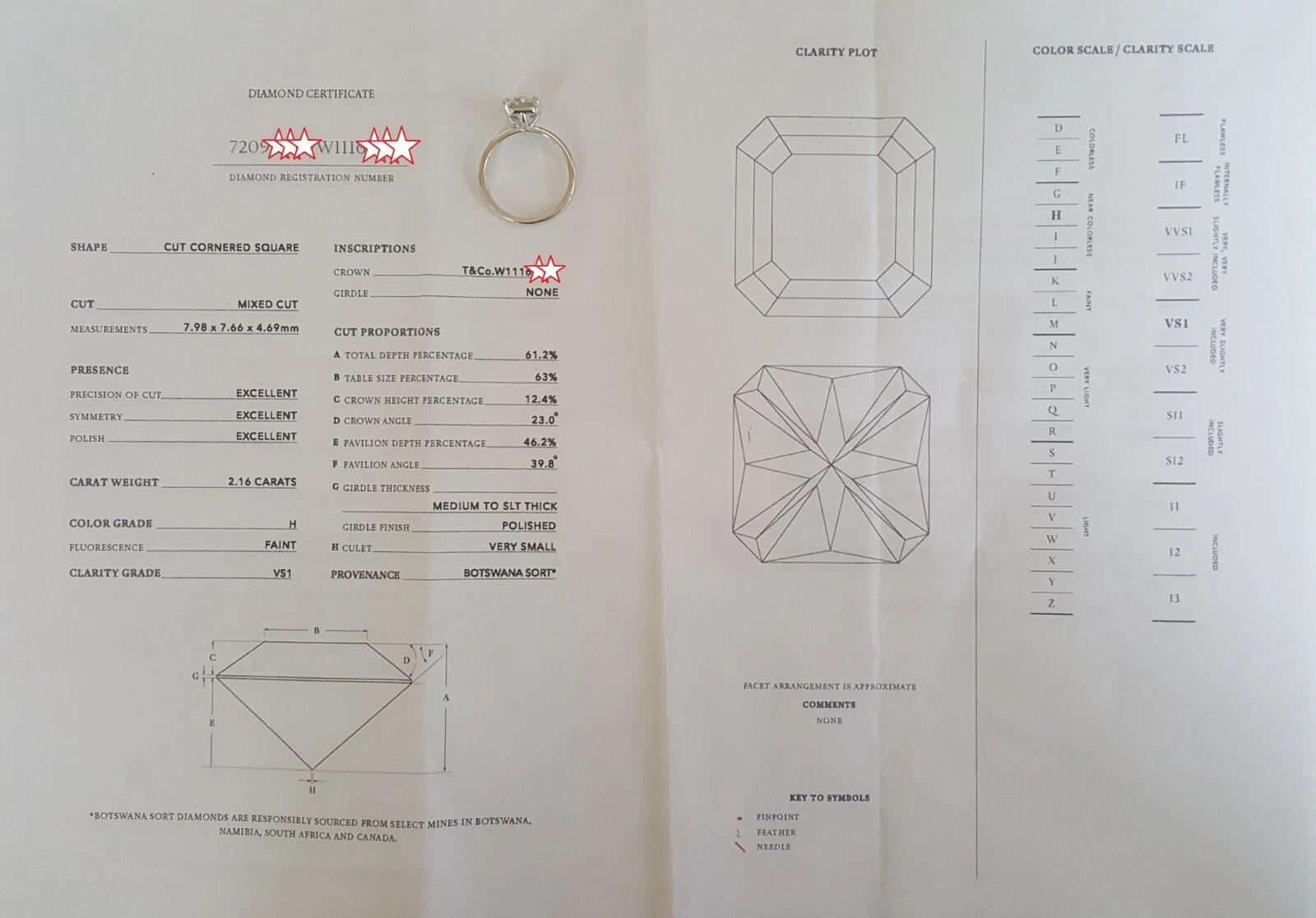 Tiffany & Co. 2.16 ct True Cut Radiant Diamond Engagement Ring In Excellent Condition For Sale In Chicago, IL