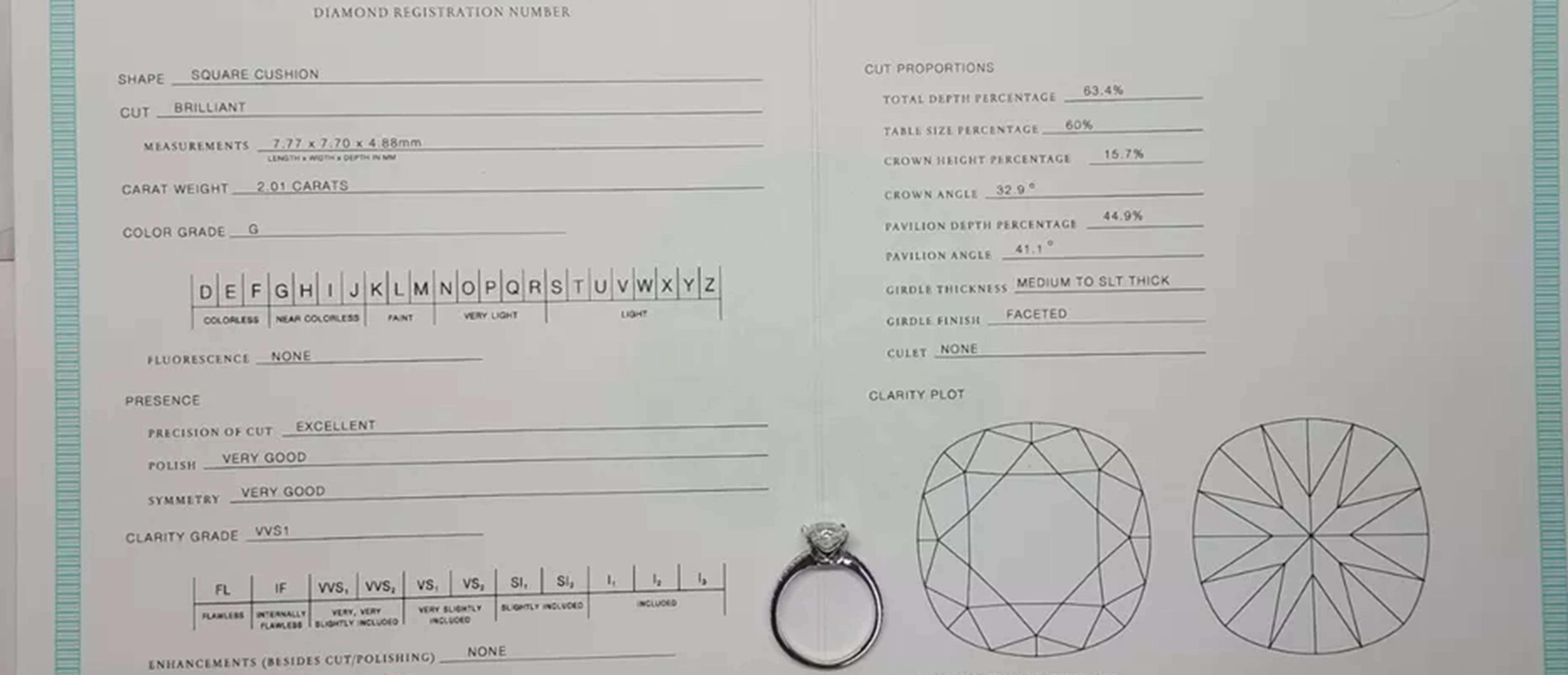 Women's or Men's Tiffany & Co. 2.17 Ct. NOVO engagement ring For Sale