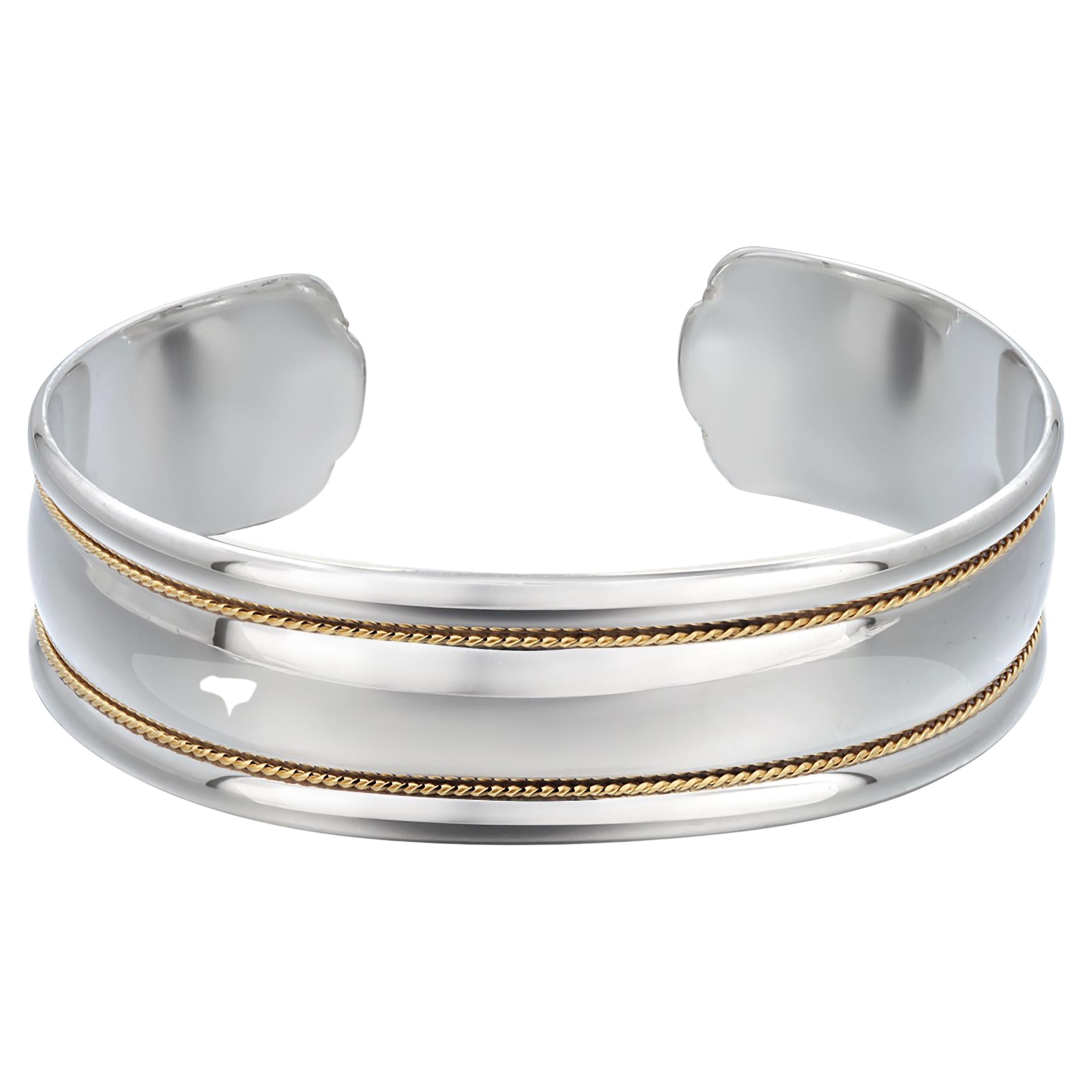 Tiffany Co 21st Century 18 Karat Gold Sterling 6.5 Inch Wide Cuff Bracelet