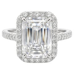 Tiffany & Co. 2,27 Karat Smaragdschliff Diamant Soleste Halo Verlobungsring