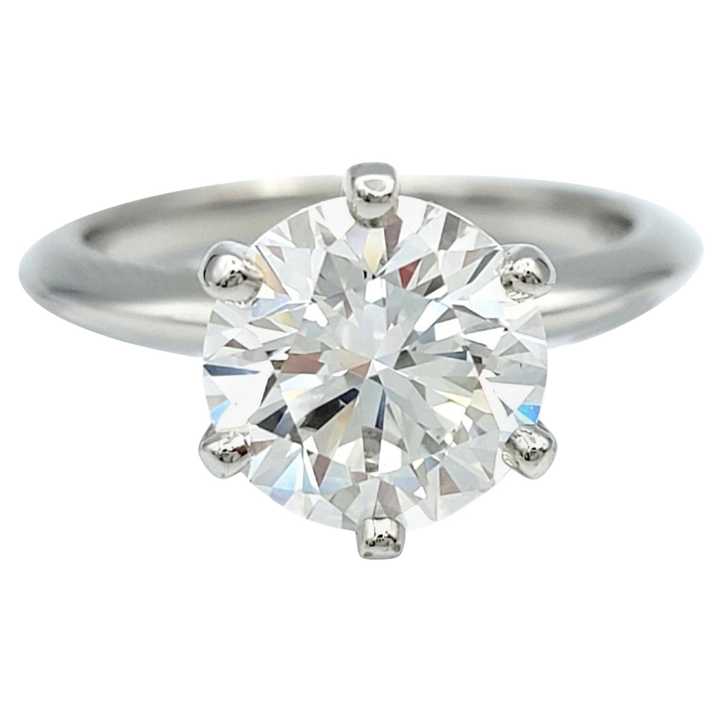 Tiffany & Co. 2.29 Carat Round Diamond Solitaire 6 Prong Set Engagement Ring