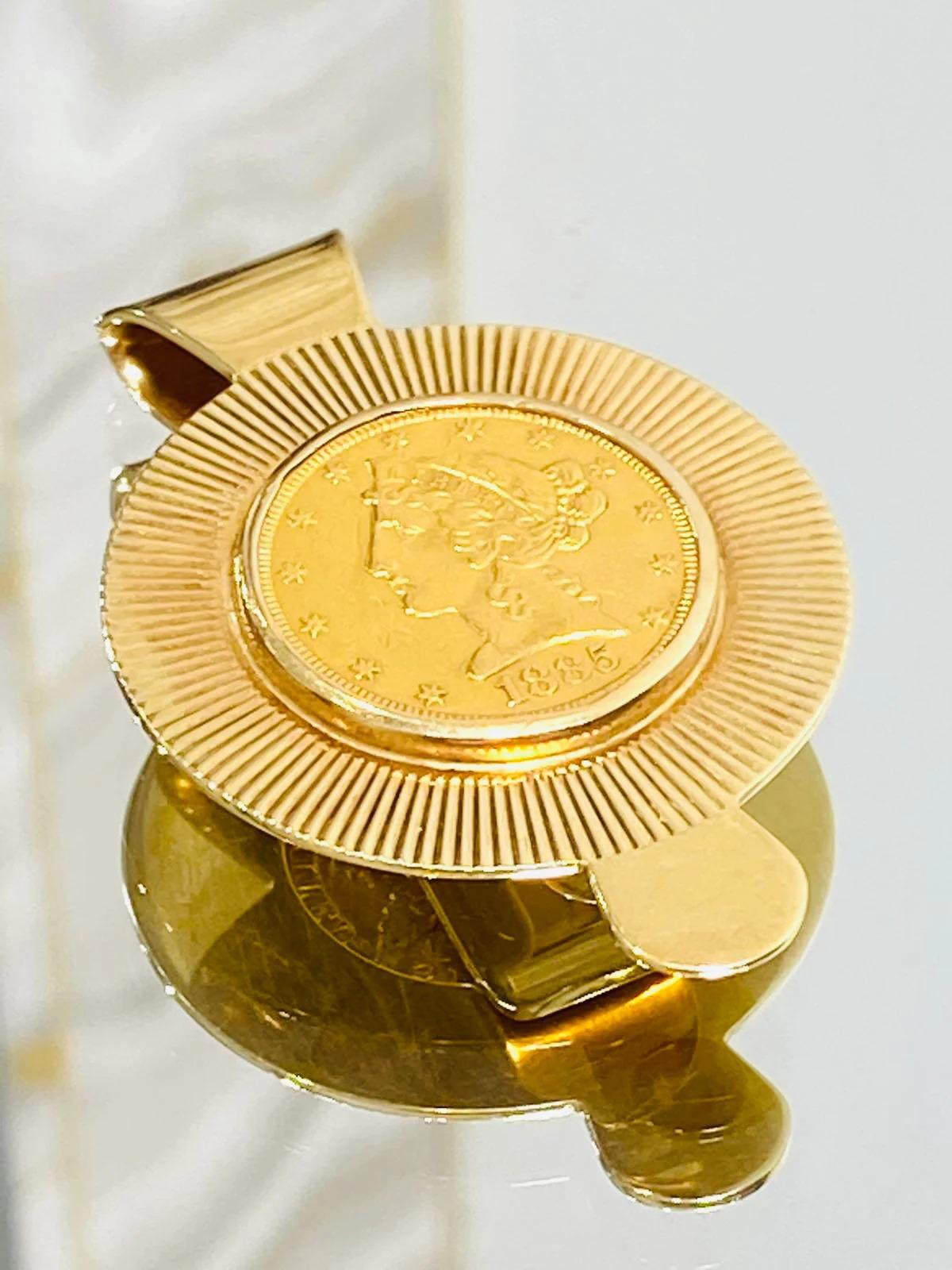 Moderne Tiffany & Co 22k Gold Coronet Head Quarter Eagle Coin Money Clip en vente