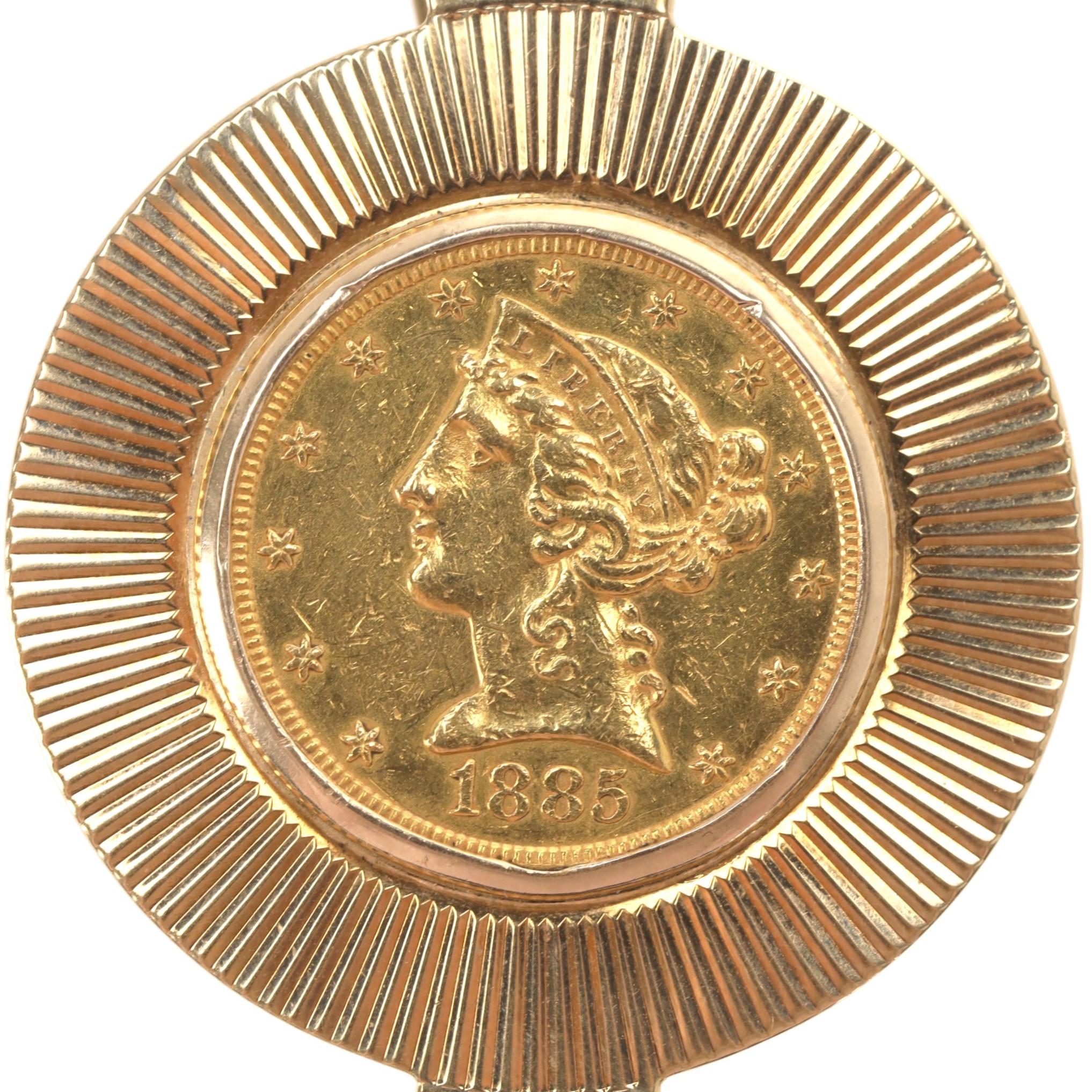 Tiffany & Co 22k Gold Coronet Kopf Quarter Eagle Münze Geldklammer (Moderne) im Angebot
