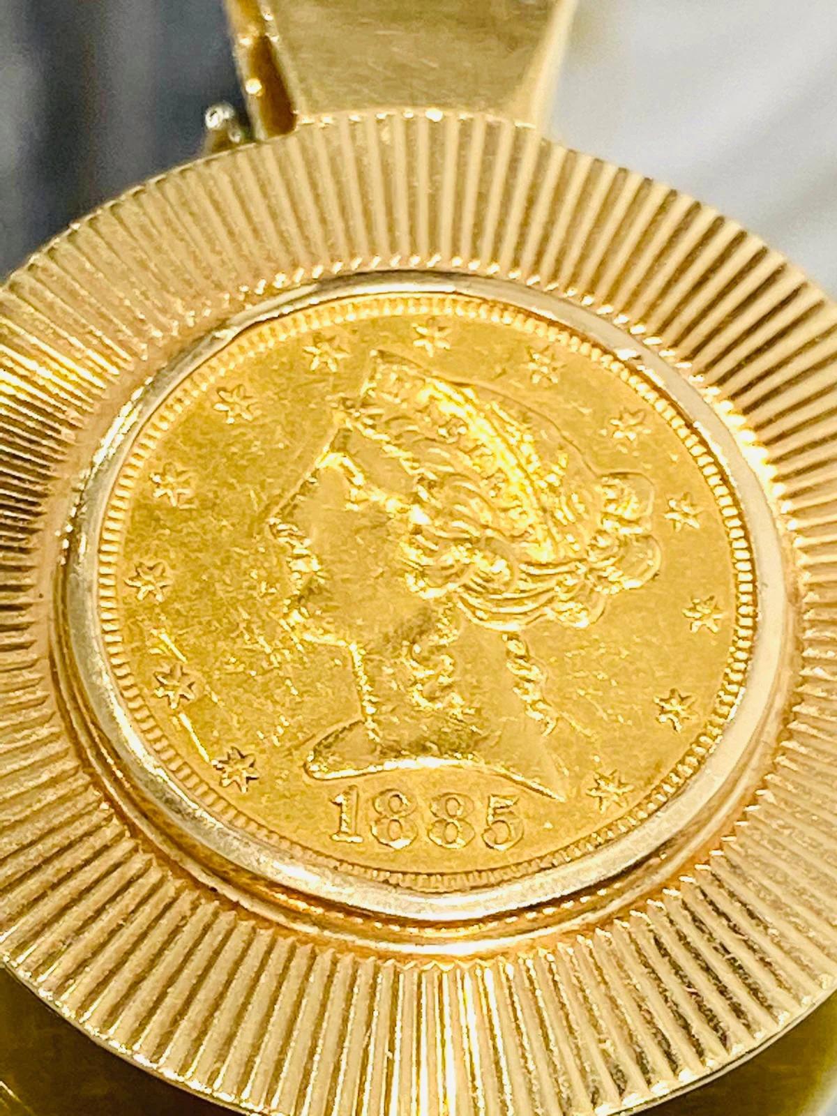 Tiffany & Co 22k Gold Coronet Kopf Quarter Eagle Münze Geldklammer (Moderne) im Angebot
