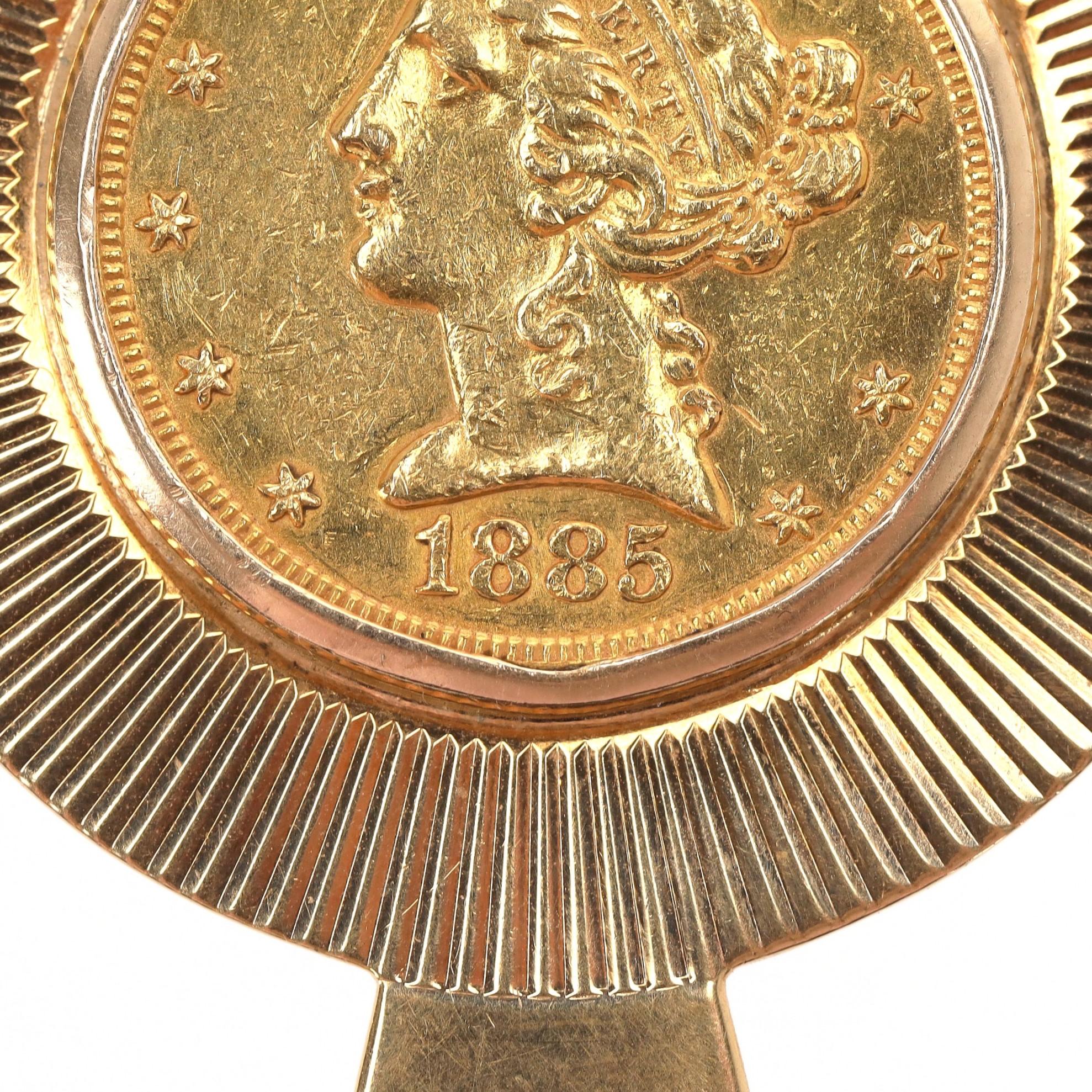 Tiffany & Co 22k Gold Coronet Kopf Quarter Eagle Münze Geldklammer im Zustand „Hervorragend“ im Angebot in London, GB