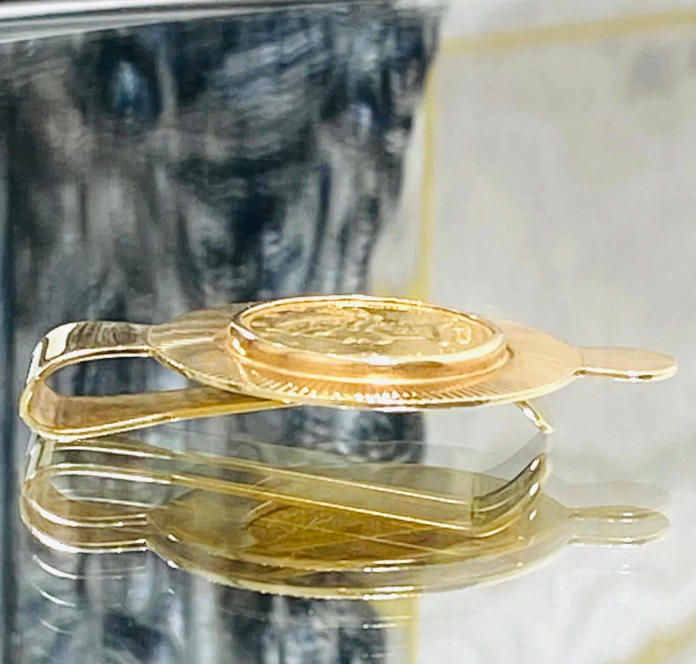 Tiffany & Co 22k Gold Coronet Kopf Quarter Eagle Münze Geldklammer im Zustand „Gut“ im Angebot in London, GB