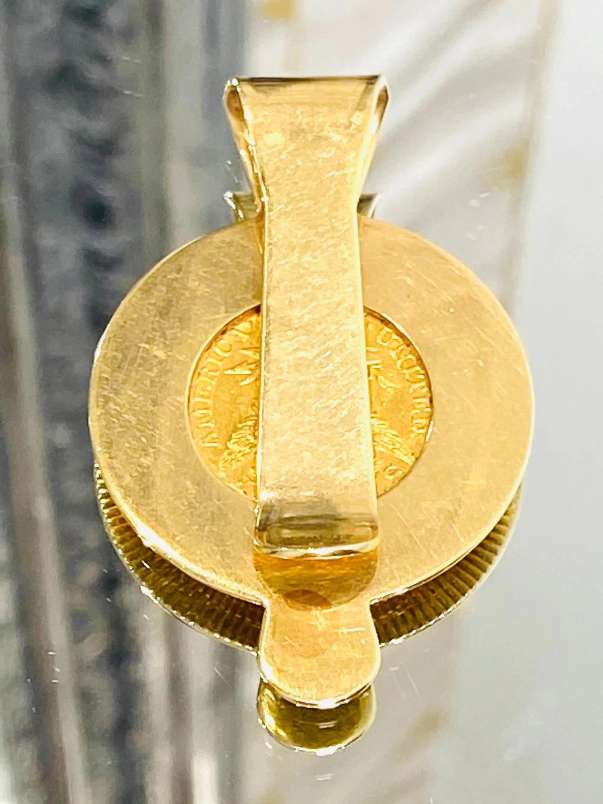Tiffany & Co 22k Gold Coronet Kopf Quarter Eagle Münze Geldklammer im Angebot 1