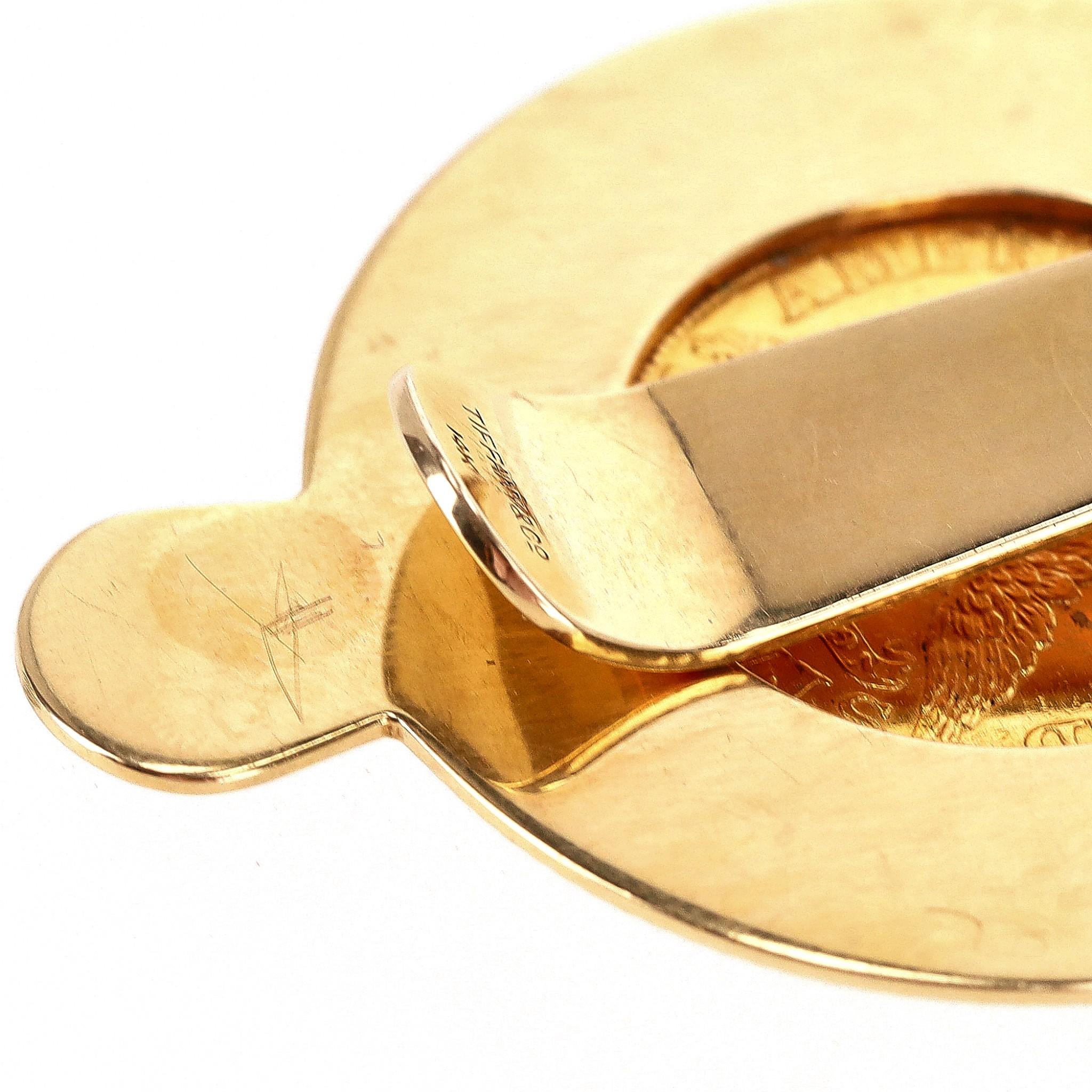 Tiffany & Co 22k Gold Coronet Kopf Quarter Eagle Münze Geldklammer im Angebot 2