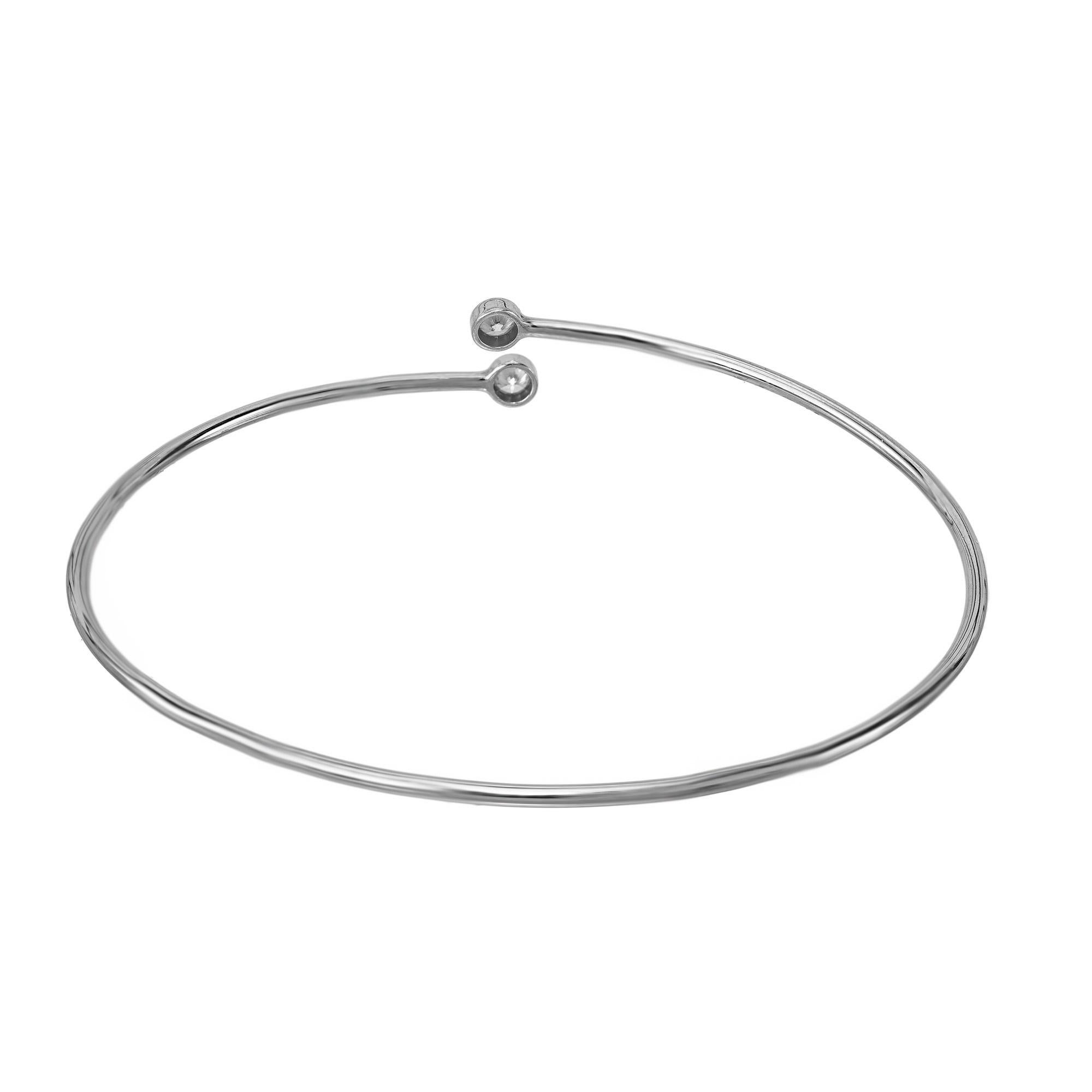 Round Cut Tiffany & CO. .23 Carat Diamond Platinum Hoop Bangle Bracelet For Sale