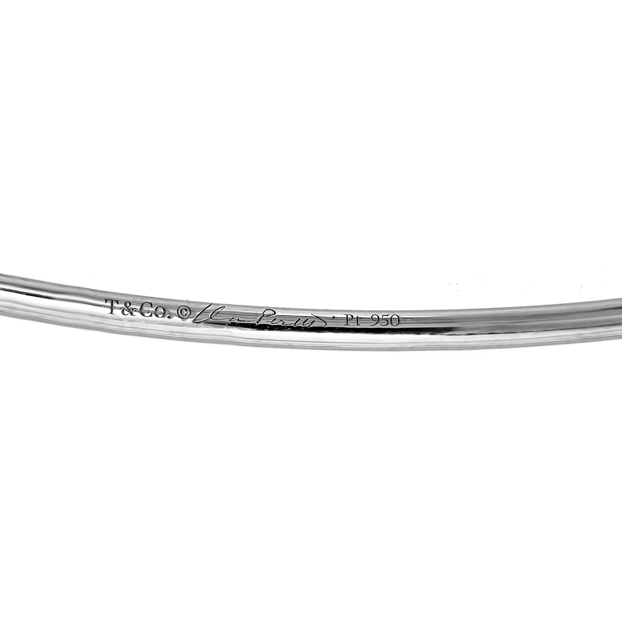 Tiffany & CO. .23 Carat Diamond Platinum Hoop Bangle Bracelet In Excellent Condition For Sale In Stamford, CT