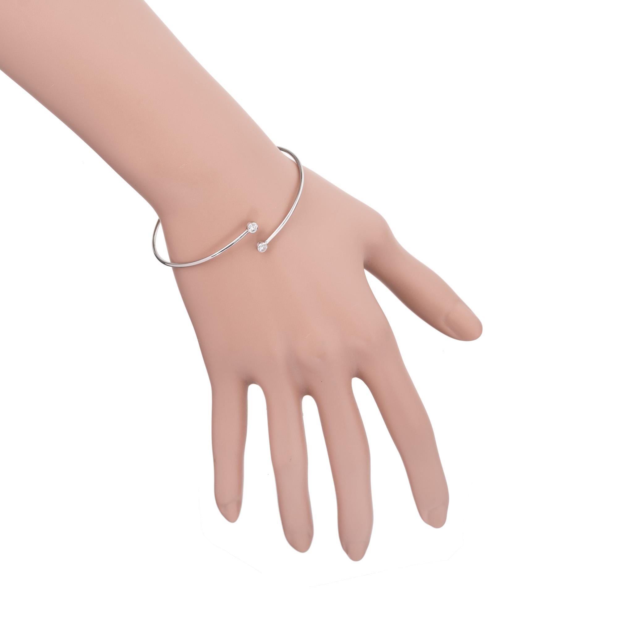 Women's Tiffany & CO. .23 Carat Diamond Platinum Hoop Bangle Bracelet For Sale