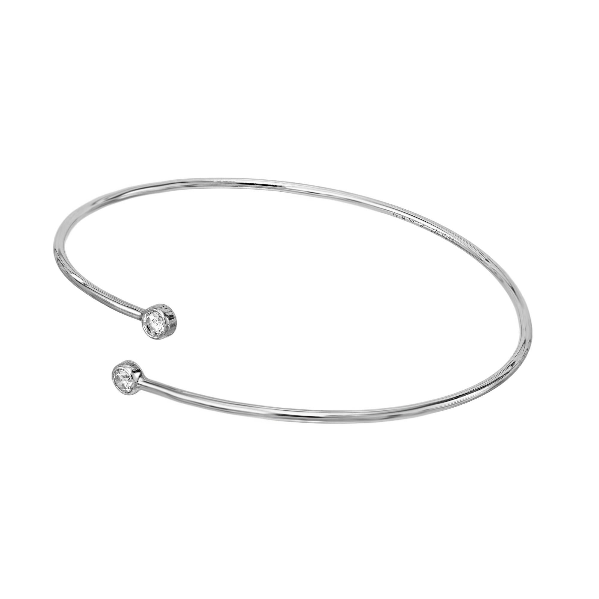 Tiffany & CO. .23 Carat Diamond Platinum Hoop Bangle Bracelet For Sale 1