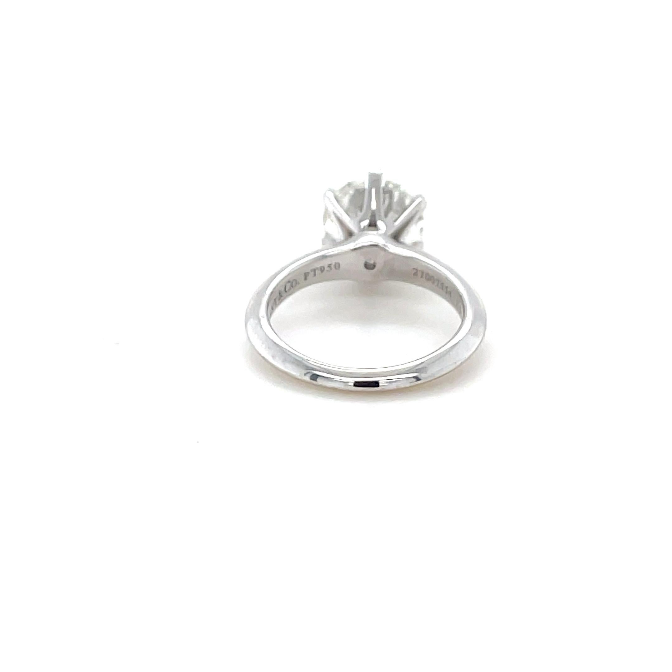 Tiffany & Co., 2.30 Carat Round Brilliant Cut Diamond Engagement Ring In Excellent Condition For Sale In Chicago, IL