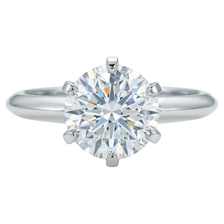 Tiffany & Co. 2.32 Carat D Color Round Diamond Solitaire Engagement Ring VS1 Pla