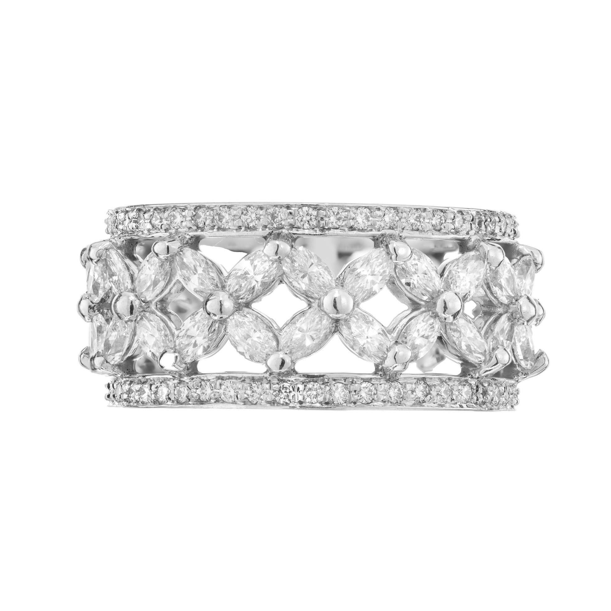 Marquise Cut Tiffany & Co 2.34 Carat Diamond Victoria Platinum Wide Wedding Band Ring