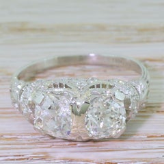 Tiffany & Co. 2.38 Carat Old Cut Double Diamond Platinum Ring