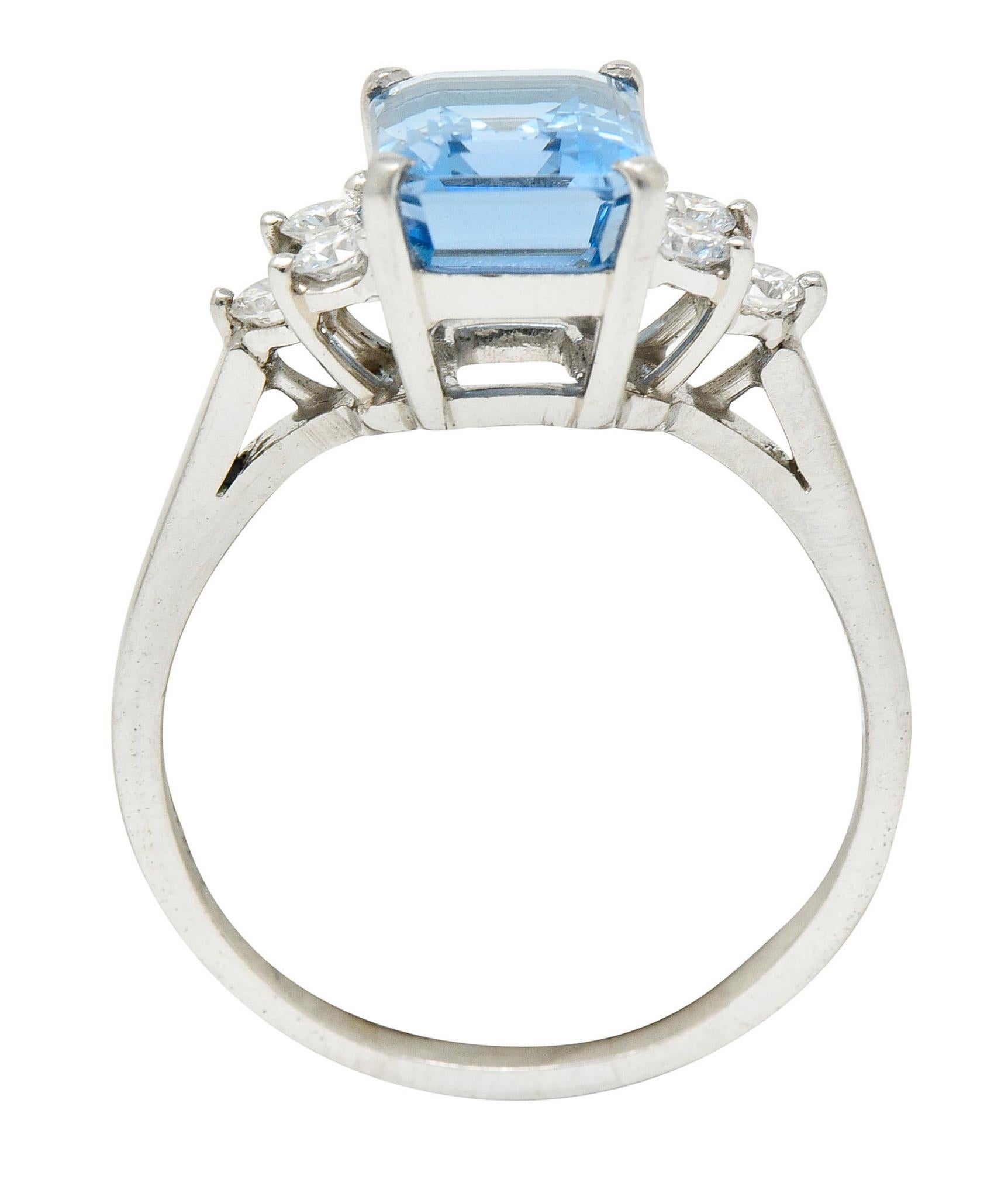 Tiffany & Co. 2.40 Carats Aquamarine Diamond Platinum Gemstone Ring 4