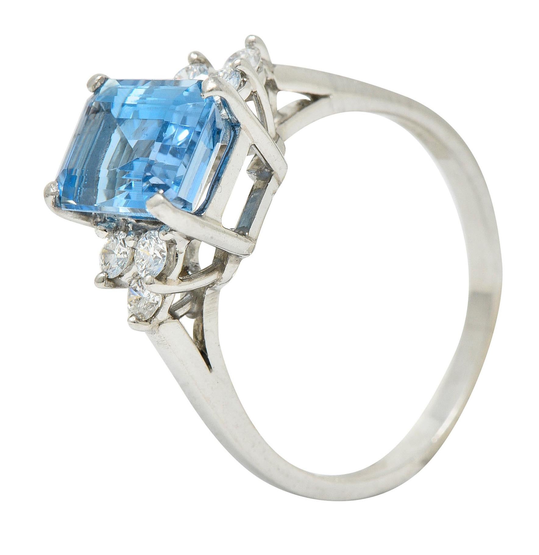 Tiffany & Co. 2.40 Carats Aquamarine Diamond Platinum Gemstone Ring 5