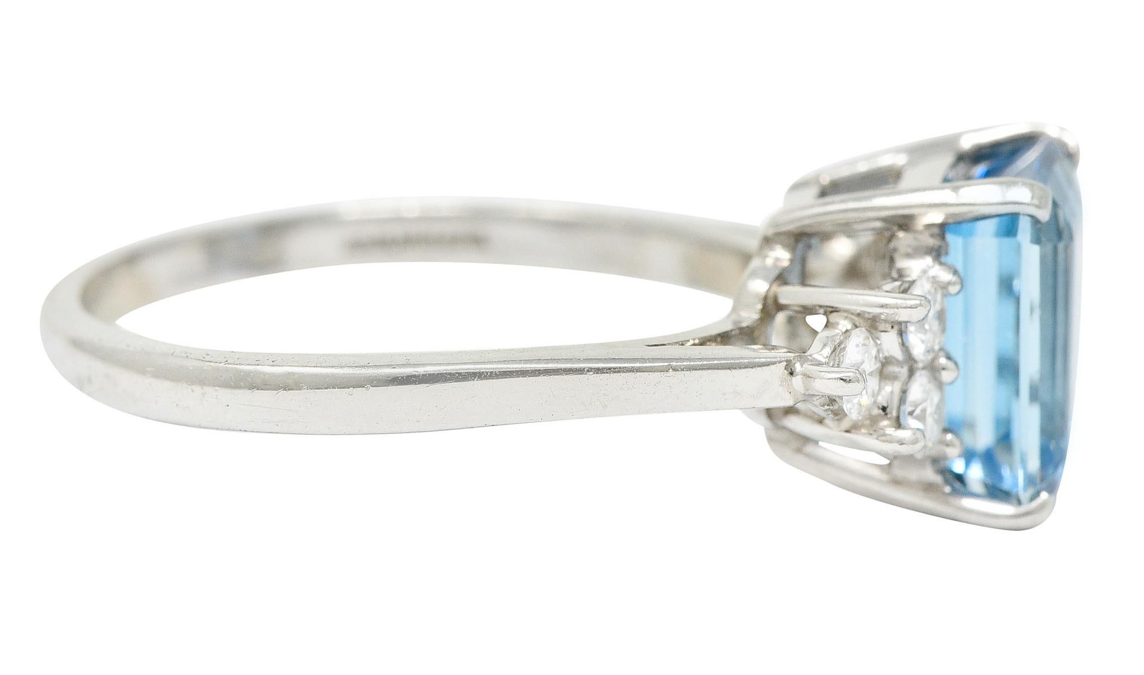 Contemporary Tiffany & Co. 2.40 Carats Aquamarine Diamond Platinum Gemstone Ring