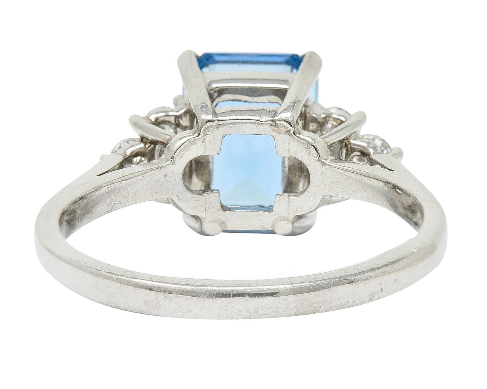 Emerald Cut Tiffany & Co. 2.40 Carats Aquamarine Diamond Platinum Gemstone Ring