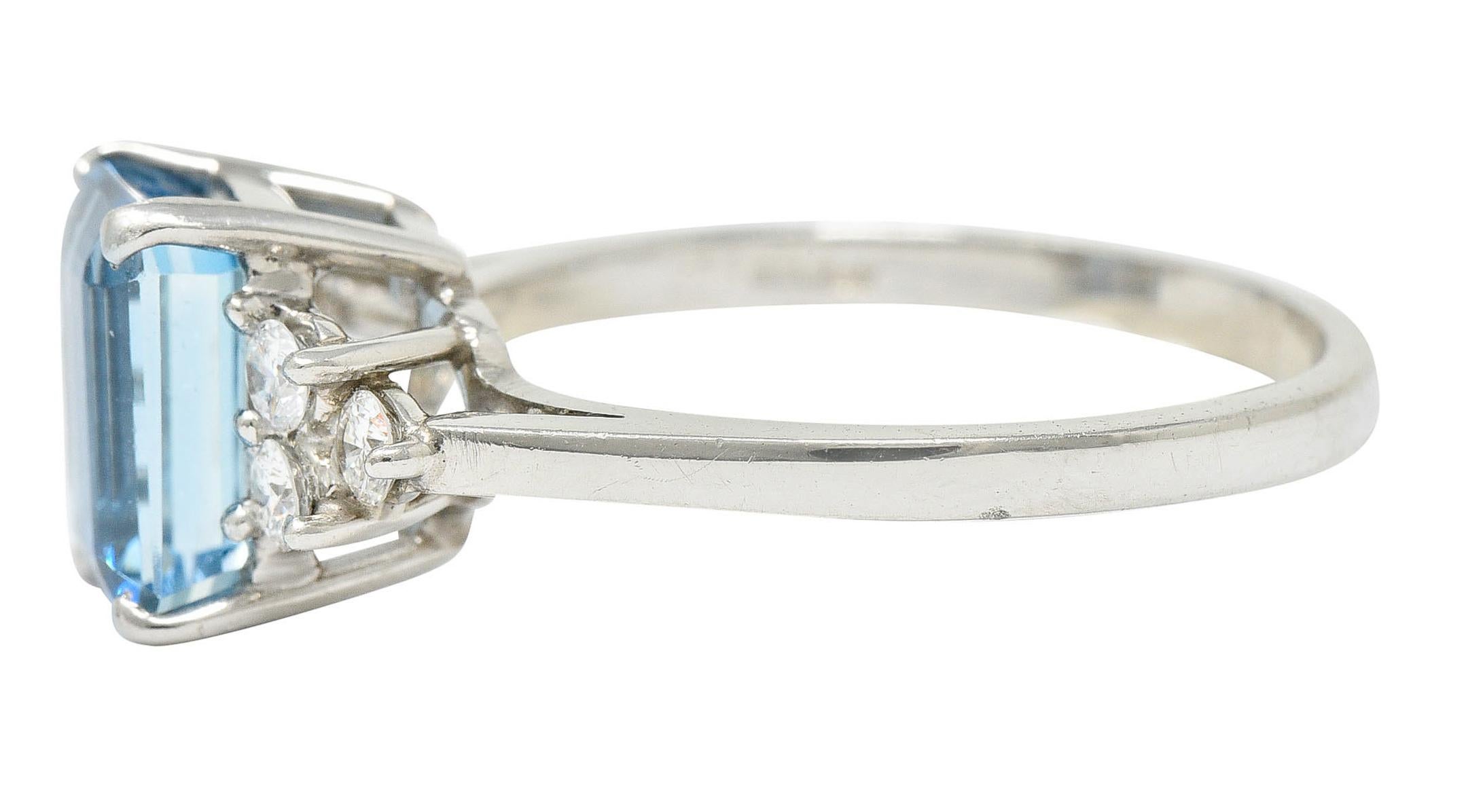 Tiffany & Co. 2.40 Carats Aquamarine Diamond Platinum Gemstone Ring In Excellent Condition In Philadelphia, PA