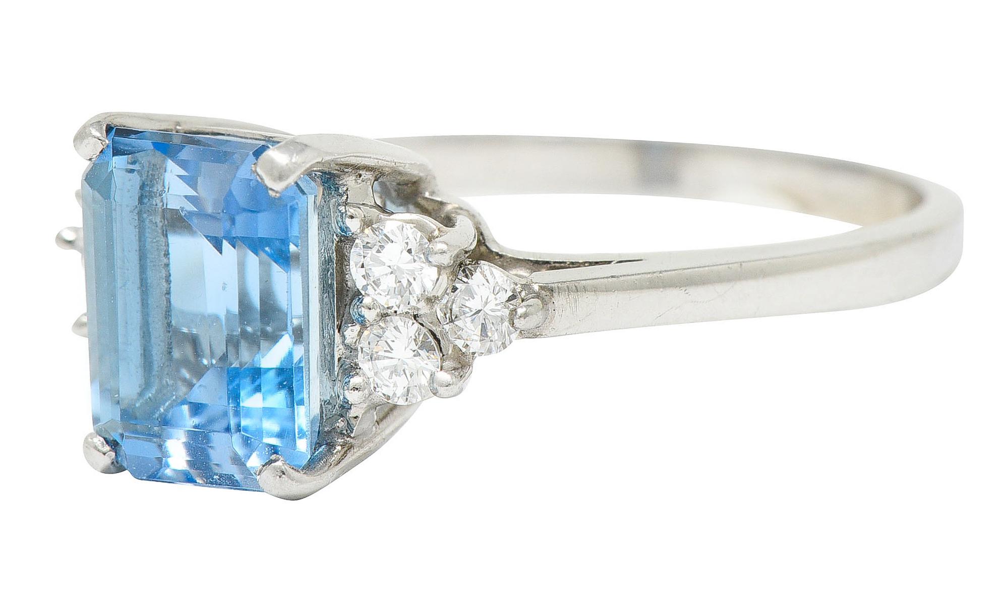 Women's or Men's Tiffany & Co. 2.40 Carats Aquamarine Diamond Platinum Gemstone Ring