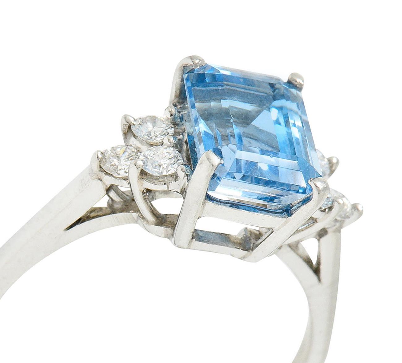 Tiffany & Co. 2.40 Carats Aquamarine Diamond Platinum Gemstone Ring 3