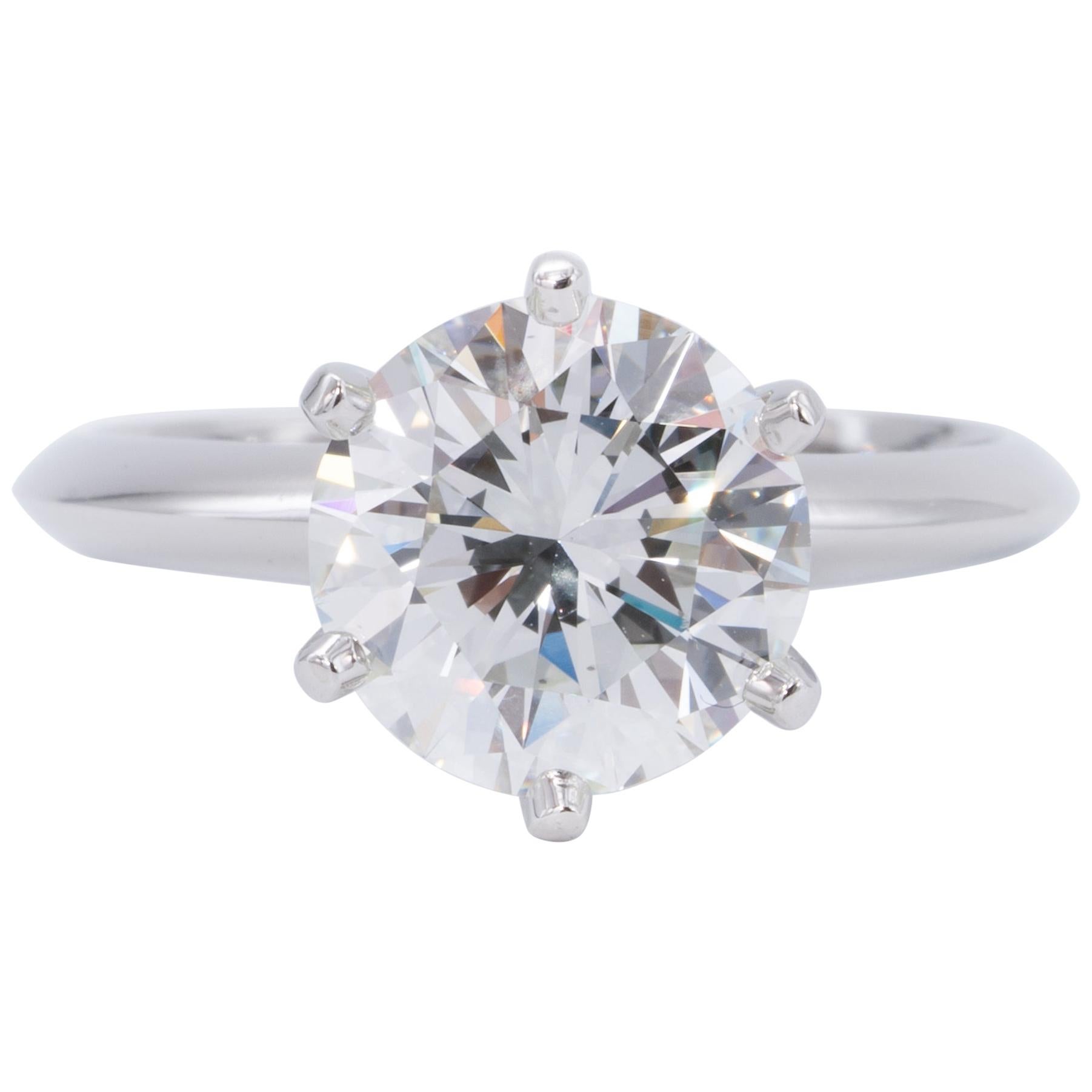 Tiffany & Co. 2.42 Carat Round Brilliant Centre Platinum Engagement Ring