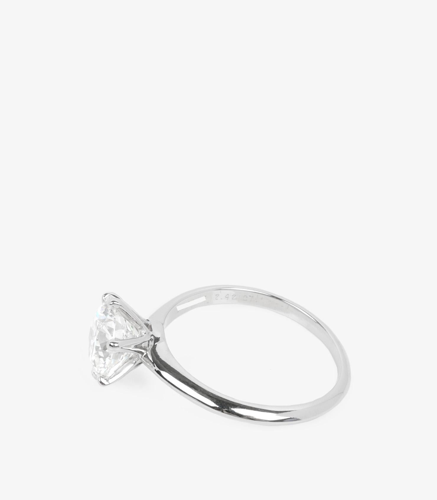 Tiffany & Co. 2.42ct Brilliant Cut Diamond Platinum Ring For Sale 1