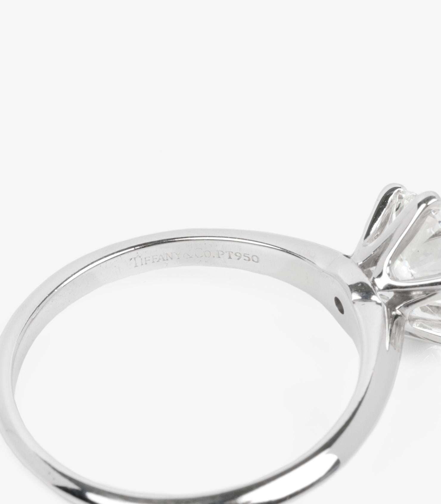 Tiffany & Co. 2.42ct Brilliant Cut Diamond Platinum Ring In Excellent Condition In Bishop's Stortford, Hertfordshire