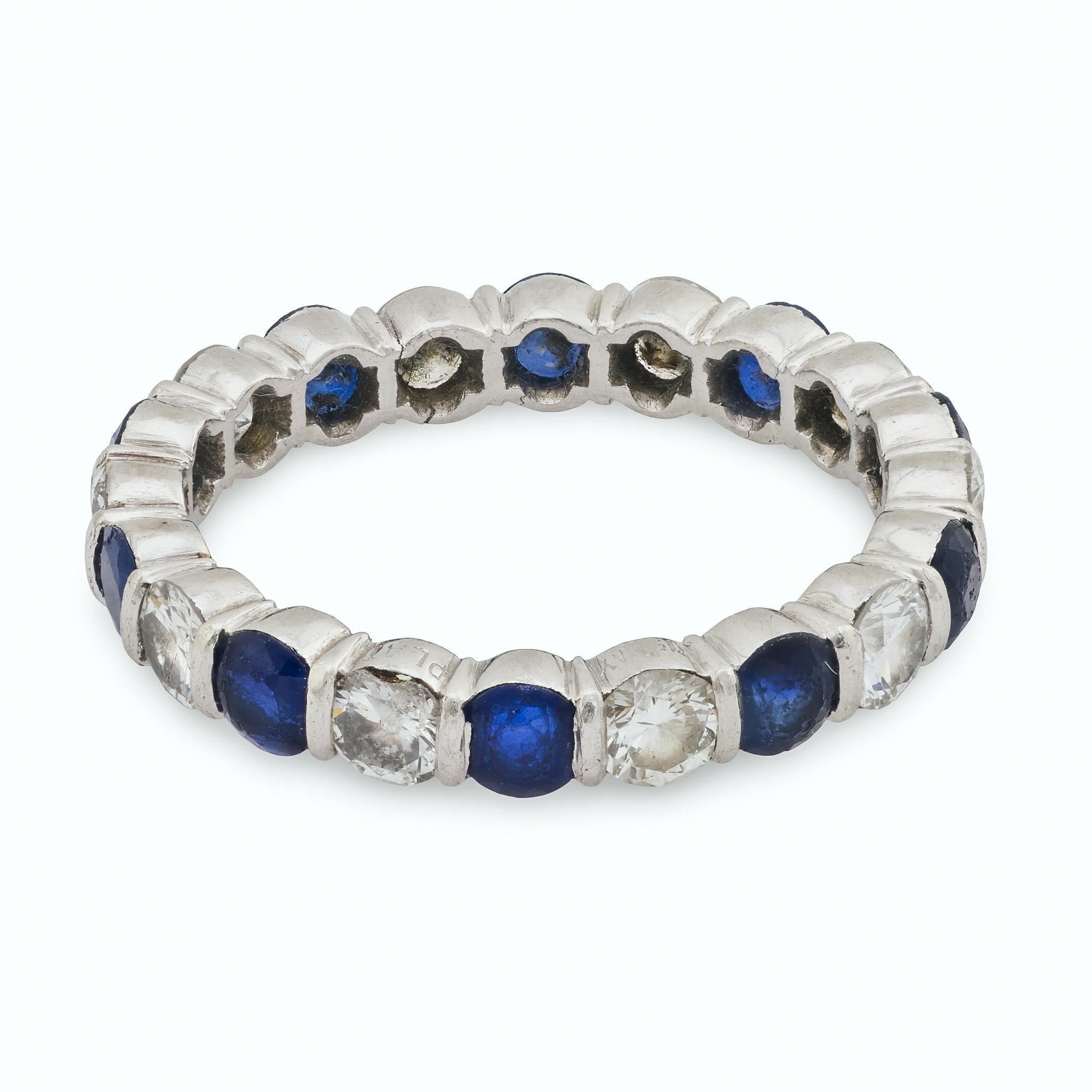 Taille brillant Tiffany & Co. Bracelet d'éternité en platine avec saphirs et diamants de 2,45 carats en vente