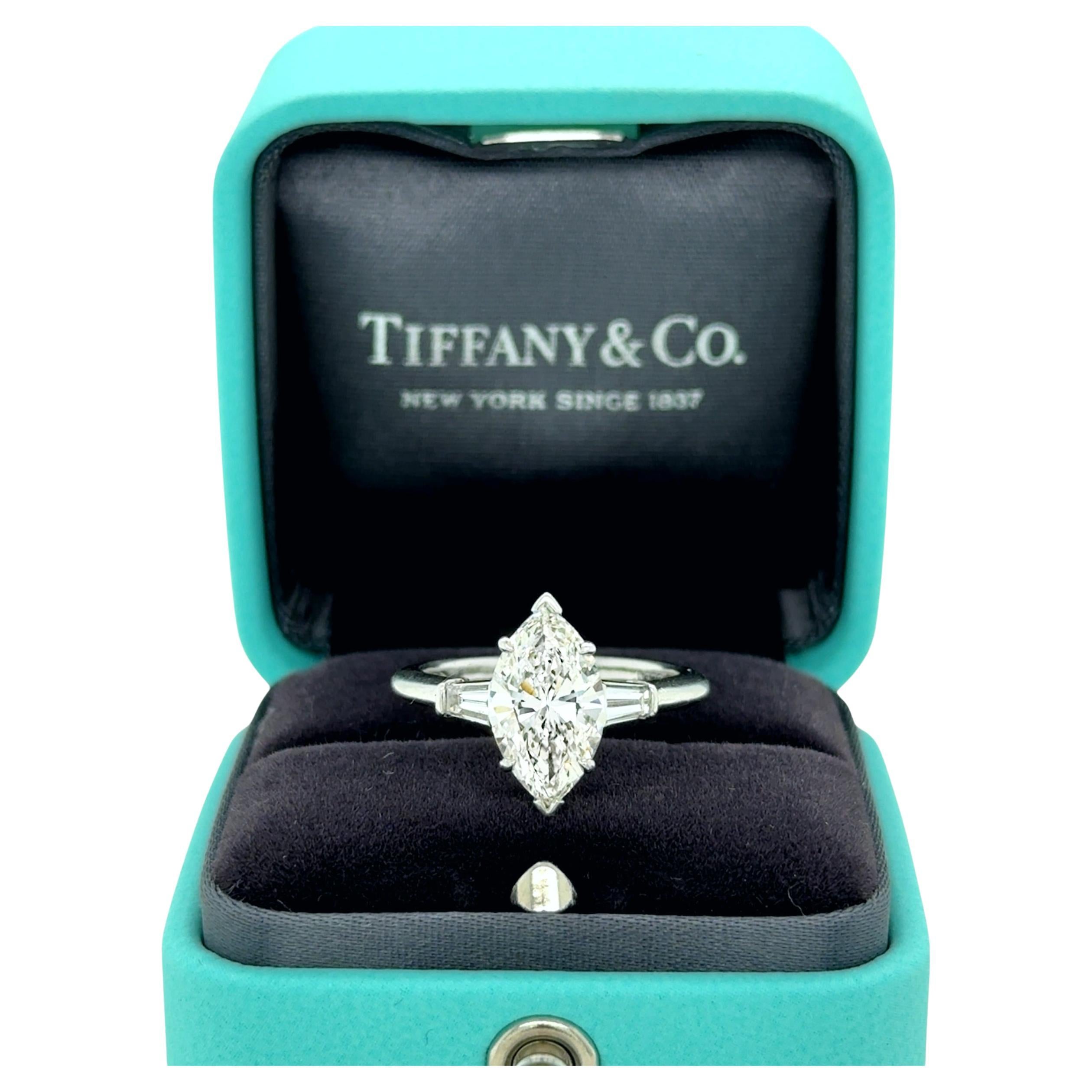 Tiffany & Co., 2.47 Carat Marquise Cut Diamond Engagement Ring For Sale
