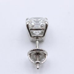 Tiffany & Co. 2.5 Carat Cushion Diamond Platinum Stud Earrings