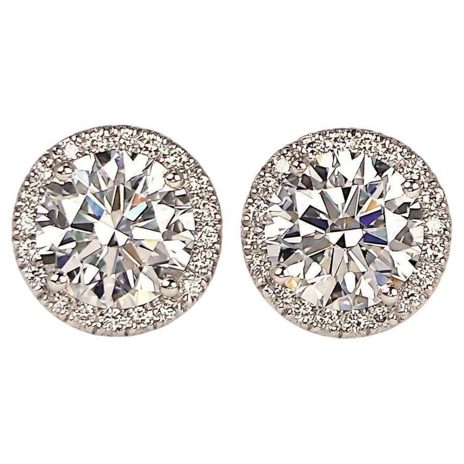 Tiffany & Co. 2.5 Carat Diamond Soleste Halo Stud Earrings in Platinum