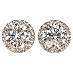 Tiffany & Co. 2.5 Carat Diamond Soleste Halo Stud Earrings in Platinum