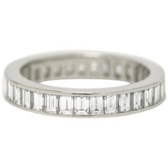 Retro Tiffany & Co 2.5 Ct Diamond Eternity Band Baguette Platinum Wedding Anniversary 