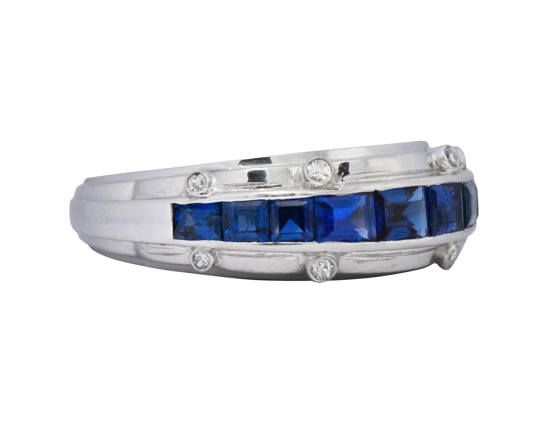 Art Deco Tiffany & Co. 2.50 Carat 1940s Platinum Sapphire and Diamond Unisex Ring