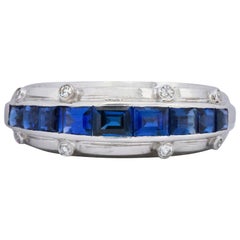 Tiffany & Co. 2.50 Carat 1940s Platinum Sapphire and Diamond Unisex Ring