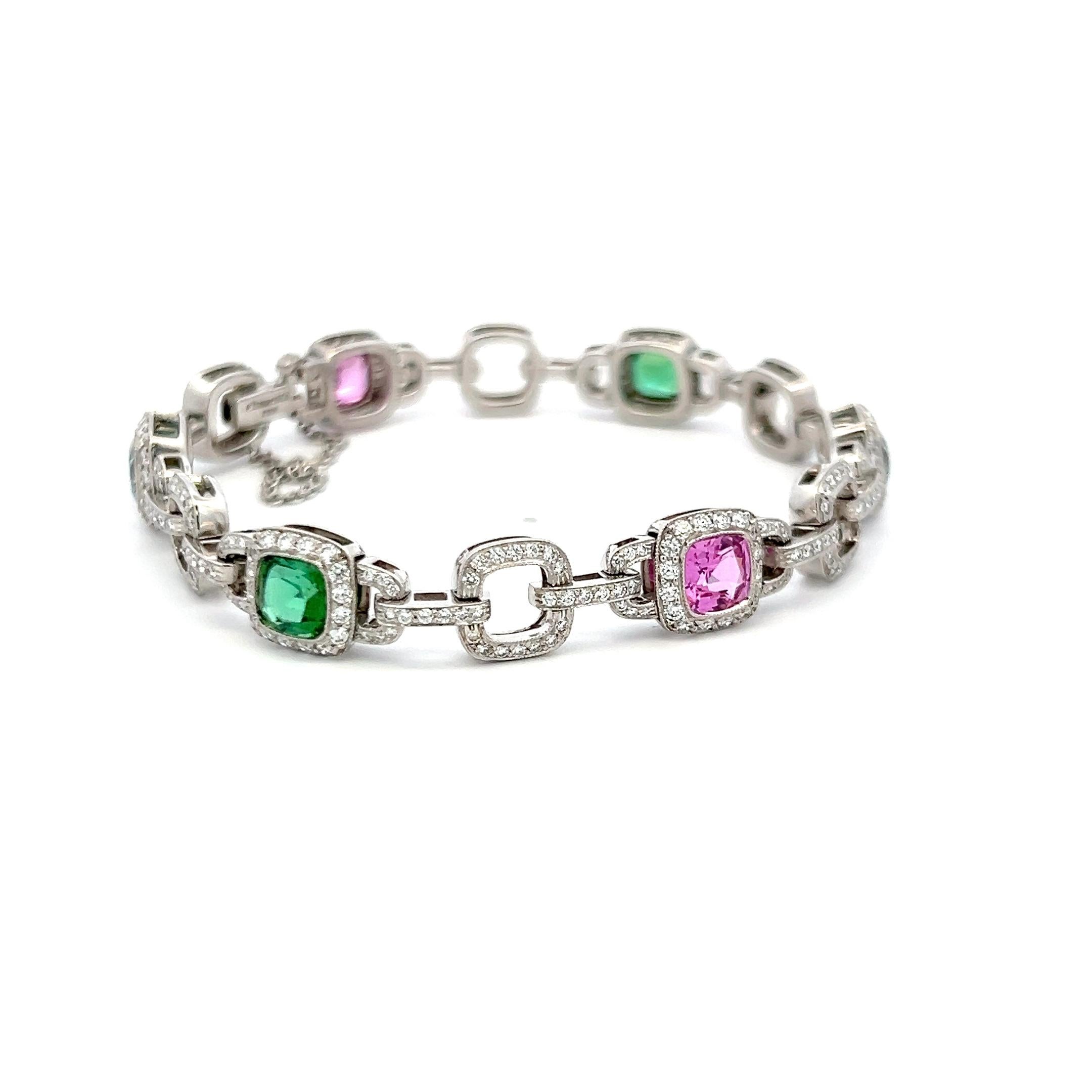 Bracciale Tiffany & Co. 2,50 carati di diamanti 6 carati di zaffiri Aqua Tourmaline Plat In condizioni buone in vendita a New York, NY