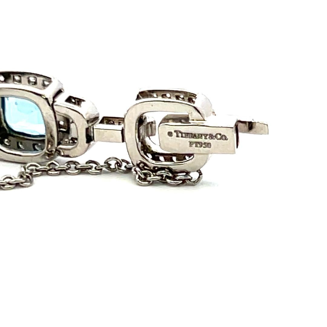 Bracciale Tiffany & Co. 2,50 carati di diamanti 6 carati di zaffiri Aqua Tourmaline Plat in vendita 3