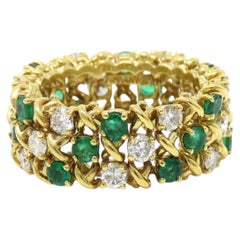 Tiffany & Co. 2.50 Carat Emerald Diamond 18k Band Ring